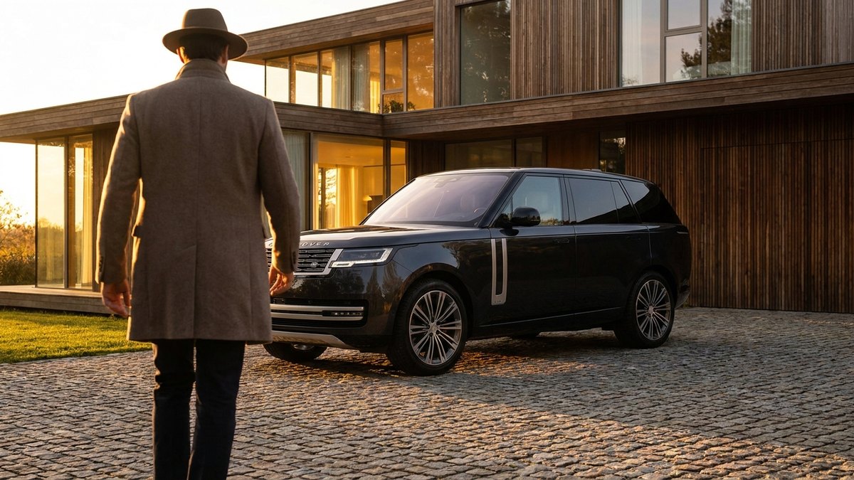 Range Rover em frente a casa de luxo ao por do sol - seguro de Range Rover pela Rio Rubio Corretora