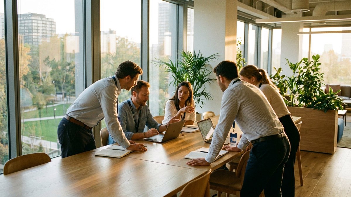 Equipe em escritorio representando seguro de vida empresarial em grupo
